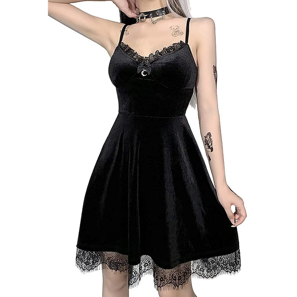 7082 Gothic Dress Vintage Plus Size Goth Dresses Romantic Casual Clothes